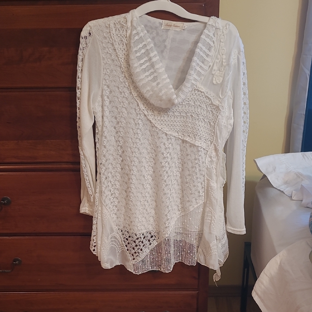 Simply Couture Ivory Crochet Tunic
